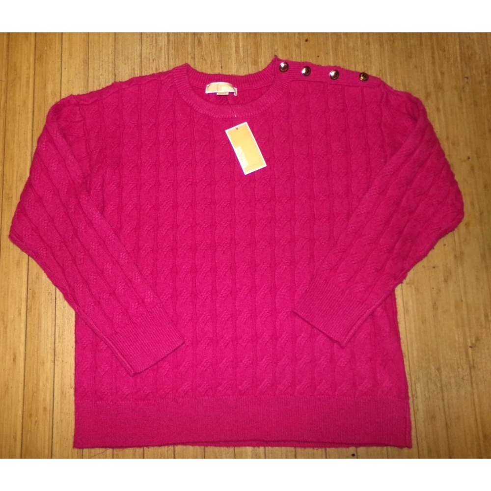 MICHAEL KORS WOMENS‎ LRG CABLE-KNIT SWEATER~FUCHSIA~NWT